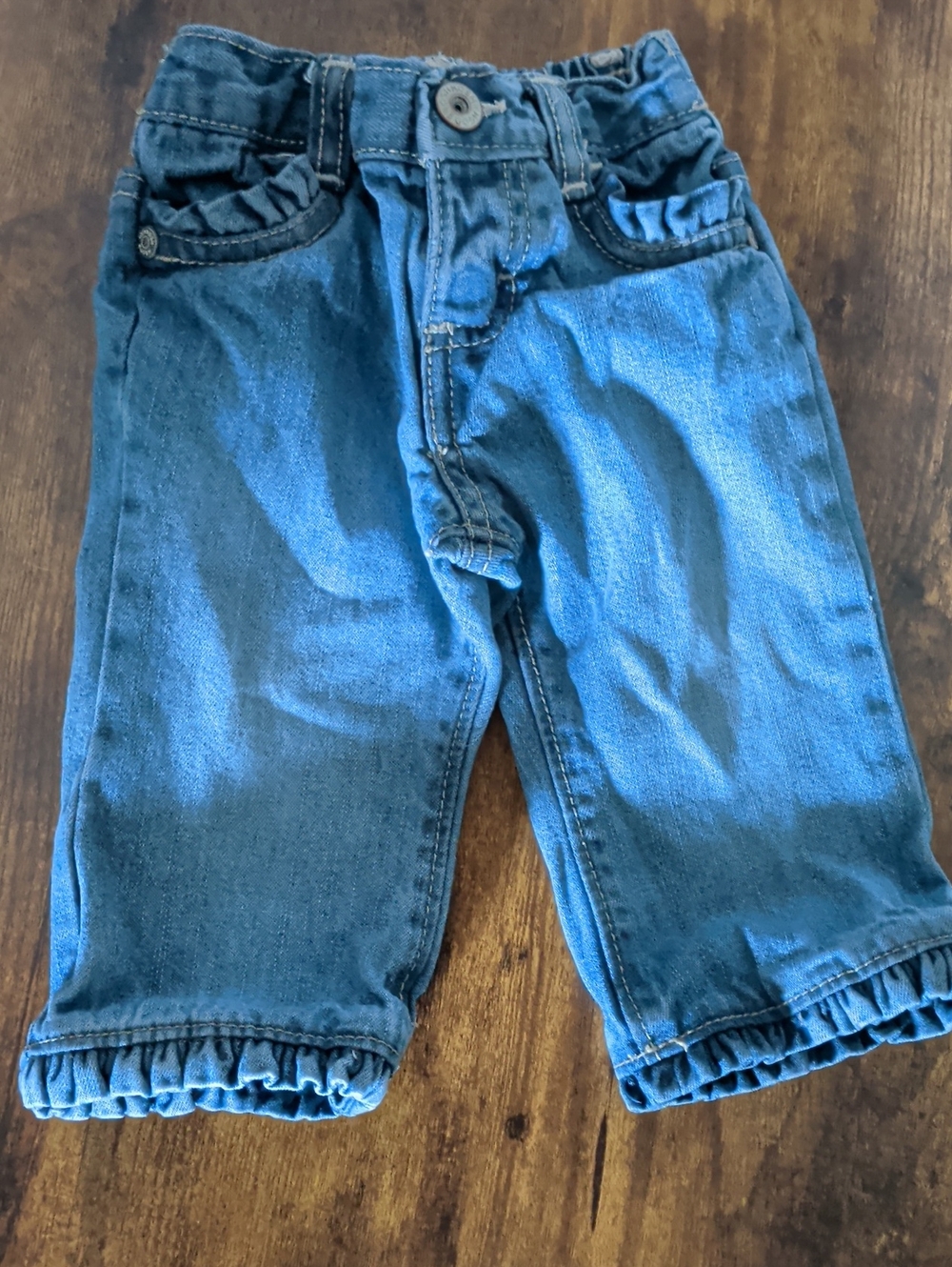 Kids Blue Denim Ruffle Hem Jeans